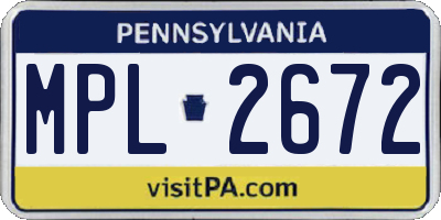 PA license plate MPL2672