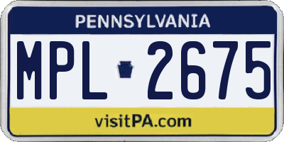 PA license plate MPL2675