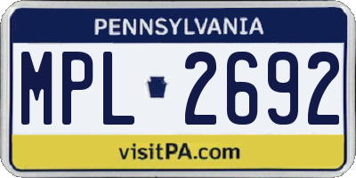 PA license plate MPL2692