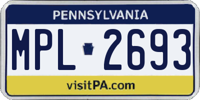 PA license plate MPL2693