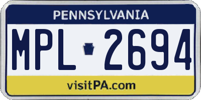 PA license plate MPL2694