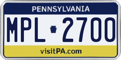 PA license plate MPL2700