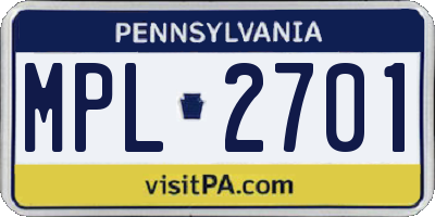 PA license plate MPL2701