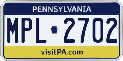 PA license plate MPL2702