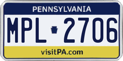 PA license plate MPL2706
