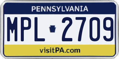 PA license plate MPL2709