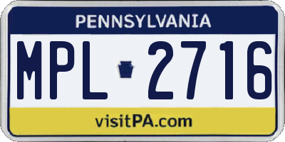 PA license plate MPL2716