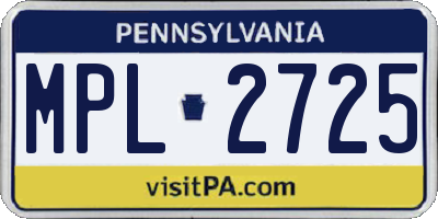 PA license plate MPL2725