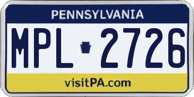 PA license plate MPL2726