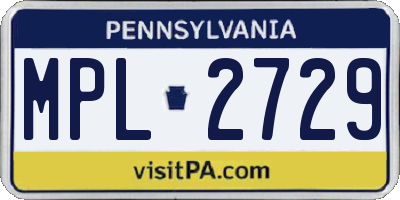 PA license plate MPL2729