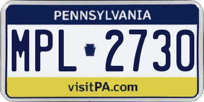 PA license plate MPL2730