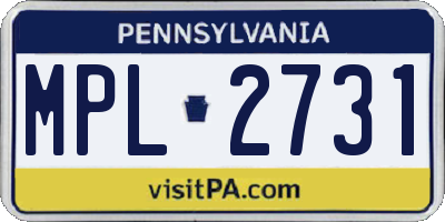 PA license plate MPL2731