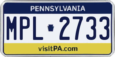 PA license plate MPL2733