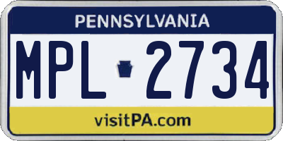 PA license plate MPL2734