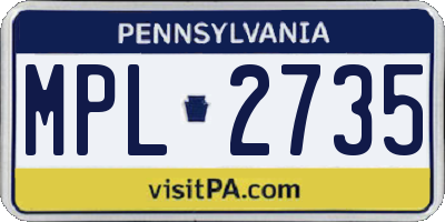 PA license plate MPL2735