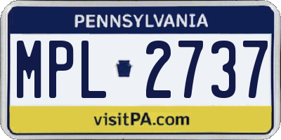 PA license plate MPL2737