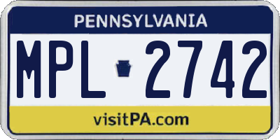 PA license plate MPL2742
