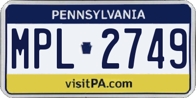 PA license plate MPL2749