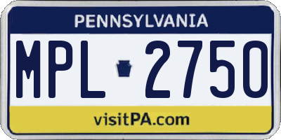PA license plate MPL2750
