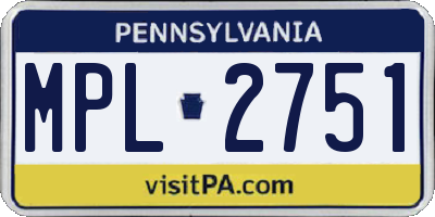 PA license plate MPL2751