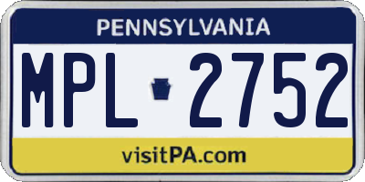 PA license plate MPL2752