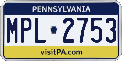 PA license plate MPL2753