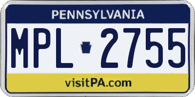 PA license plate MPL2755
