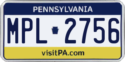 PA license plate MPL2756