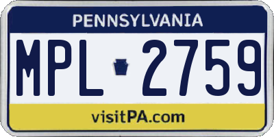PA license plate MPL2759
