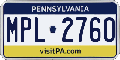 PA license plate MPL2760
