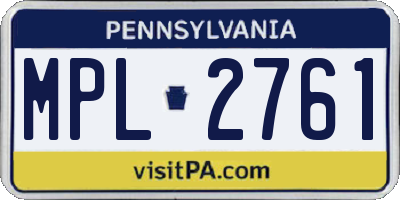 PA license plate MPL2761