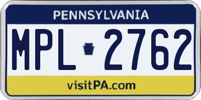 PA license plate MPL2762