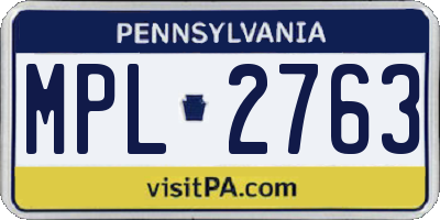 PA license plate MPL2763