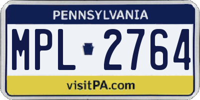 PA license plate MPL2764