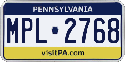 PA license plate MPL2768