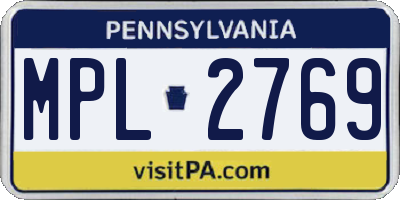 PA license plate MPL2769