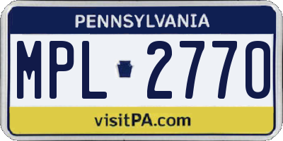PA license plate MPL2770
