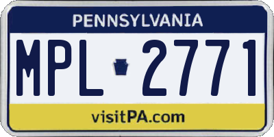PA license plate MPL2771