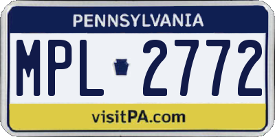 PA license plate MPL2772