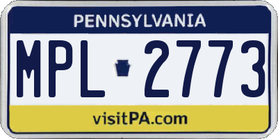 PA license plate MPL2773