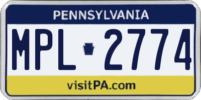 PA license plate MPL2774