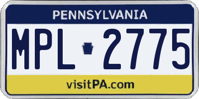 PA license plate MPL2775