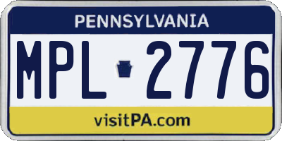 PA license plate MPL2776