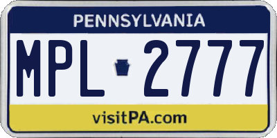PA license plate MPL2777