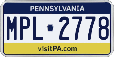 PA license plate MPL2778