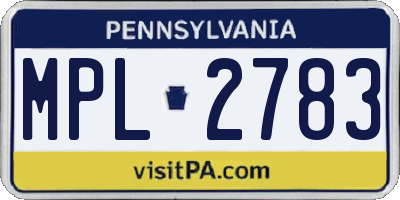 PA license plate MPL2783