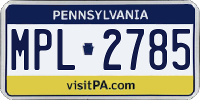 PA license plate MPL2785