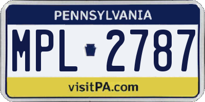 PA license plate MPL2787