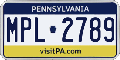 PA license plate MPL2789