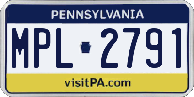 PA license plate MPL2791